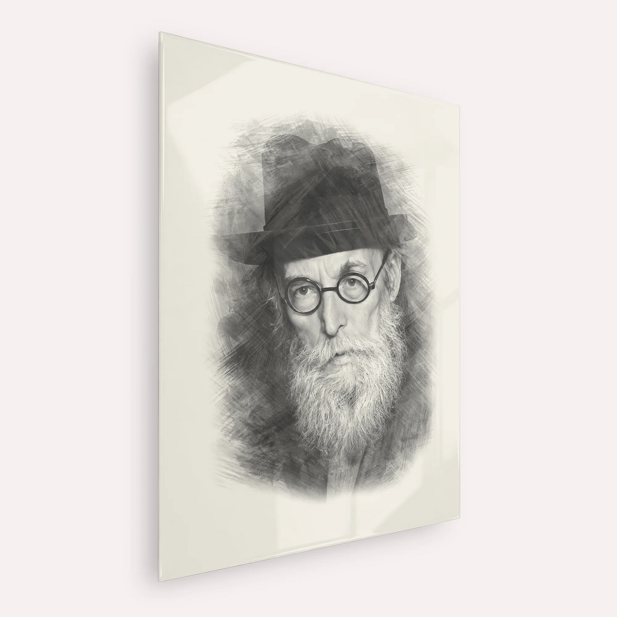 Chazon Ish – Black & White – Acrylic Glass Vertical | Jewish Wall Art, Gedolim Pictures