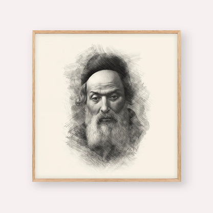 Chofetz Chaim – Black & White – Wood Frame Square | Jewish Wall Art, Gedolim Pictures
