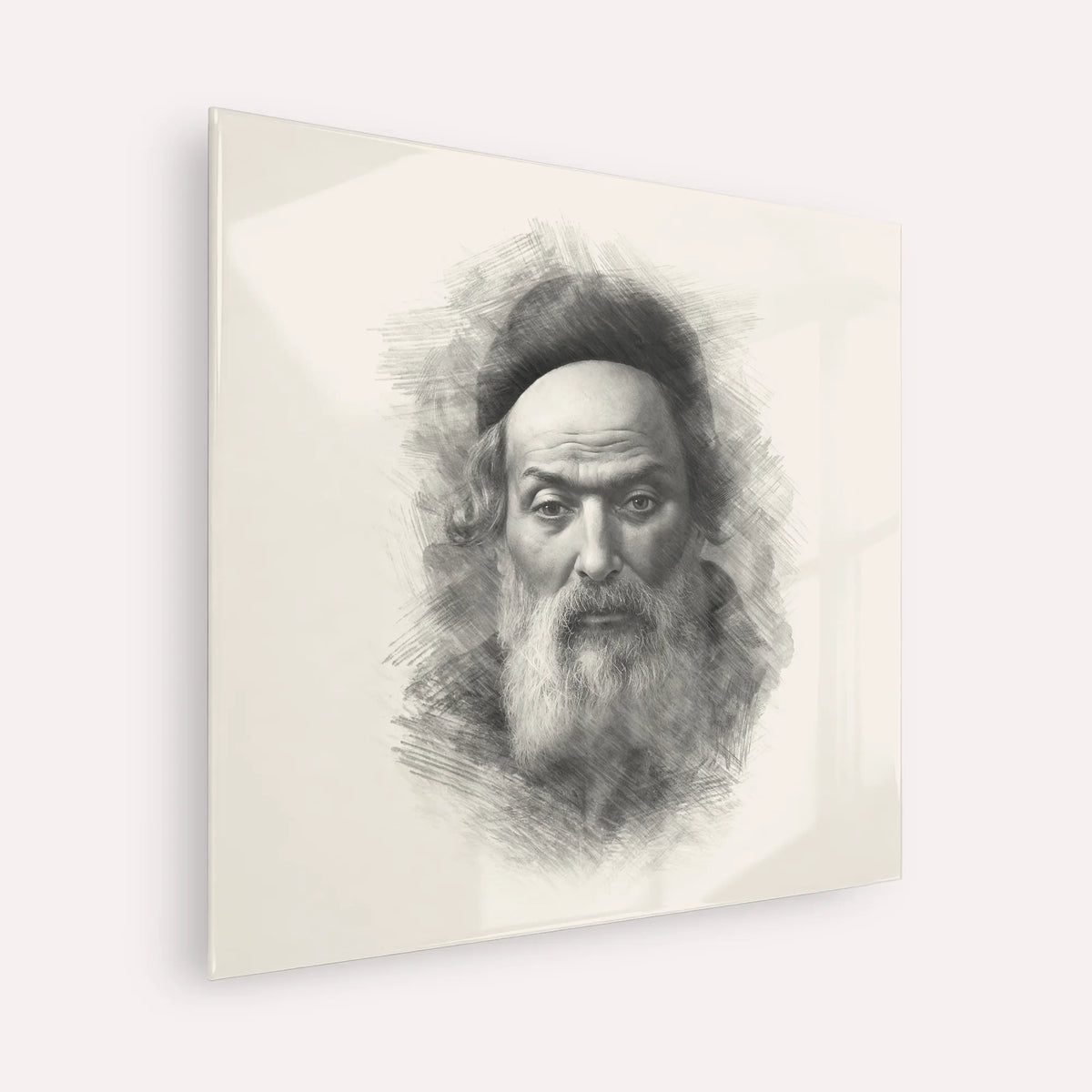 Chofetz Chaim – Black & White – Acrylic Glass Square | Jewish Wall Art, Gedolim Pictures