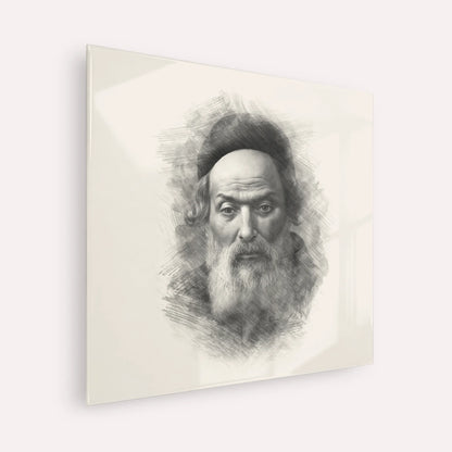 Chofetz Chaim – Black & White – Acrylic Glass Square | Jewish Wall Art, Gedolim Pictures