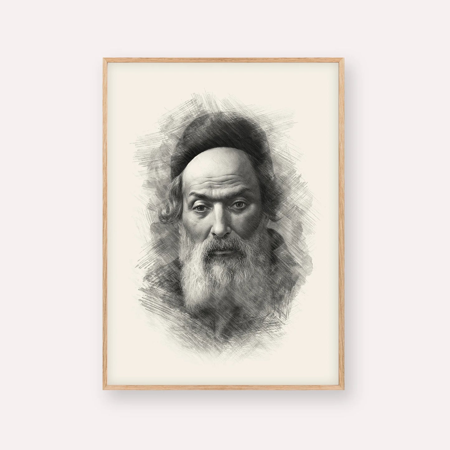 Chofetz Chaim – Black & White – Wood Frame Vertical | Jewish Wall Art, Gedolim Pictures