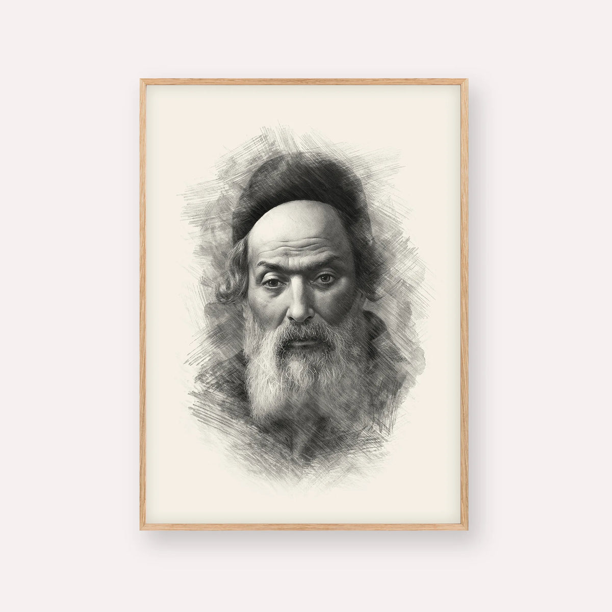 Chofetz Chaim – Black & White – Wood Frame Vertical | Jewish Wall Art, Gedolim Pictures