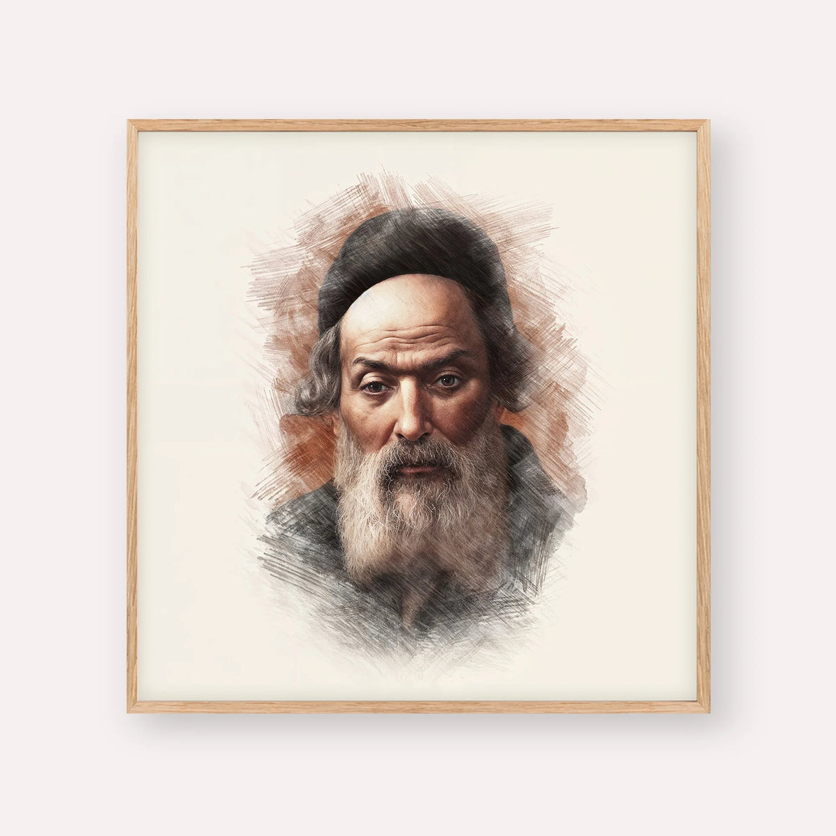 Chofetz Chaim – Wood Frame Square | Jewish Wall Art, Gedolim Pictures