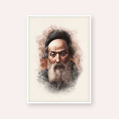 Chofetz Chaim – White Frame Vertical | Jewish Wall Art, Gedolim Pictures