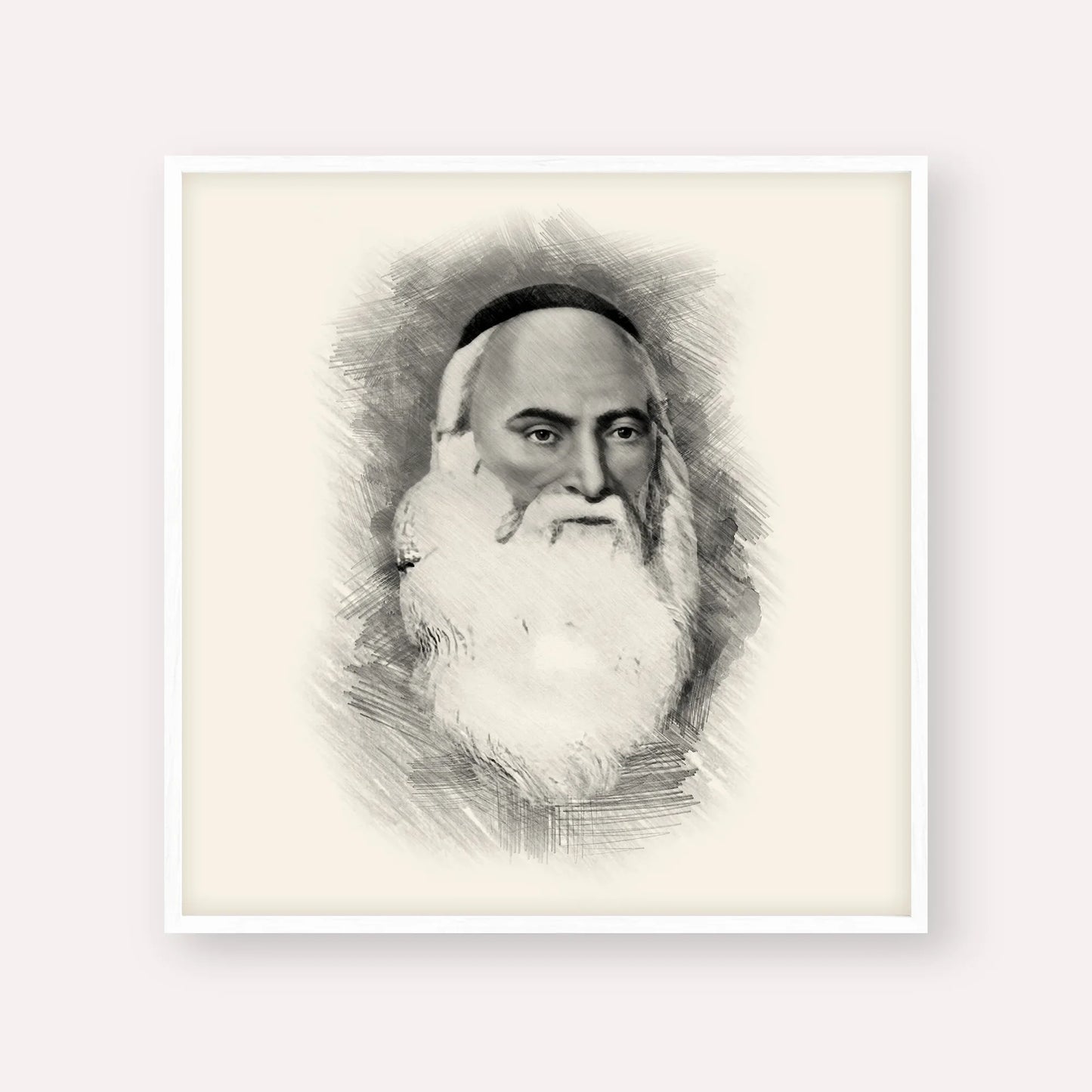 Don Isaac Abarbanel – Black & White – White Frame Square | Jewish Wall Art, Gedolim Pictures