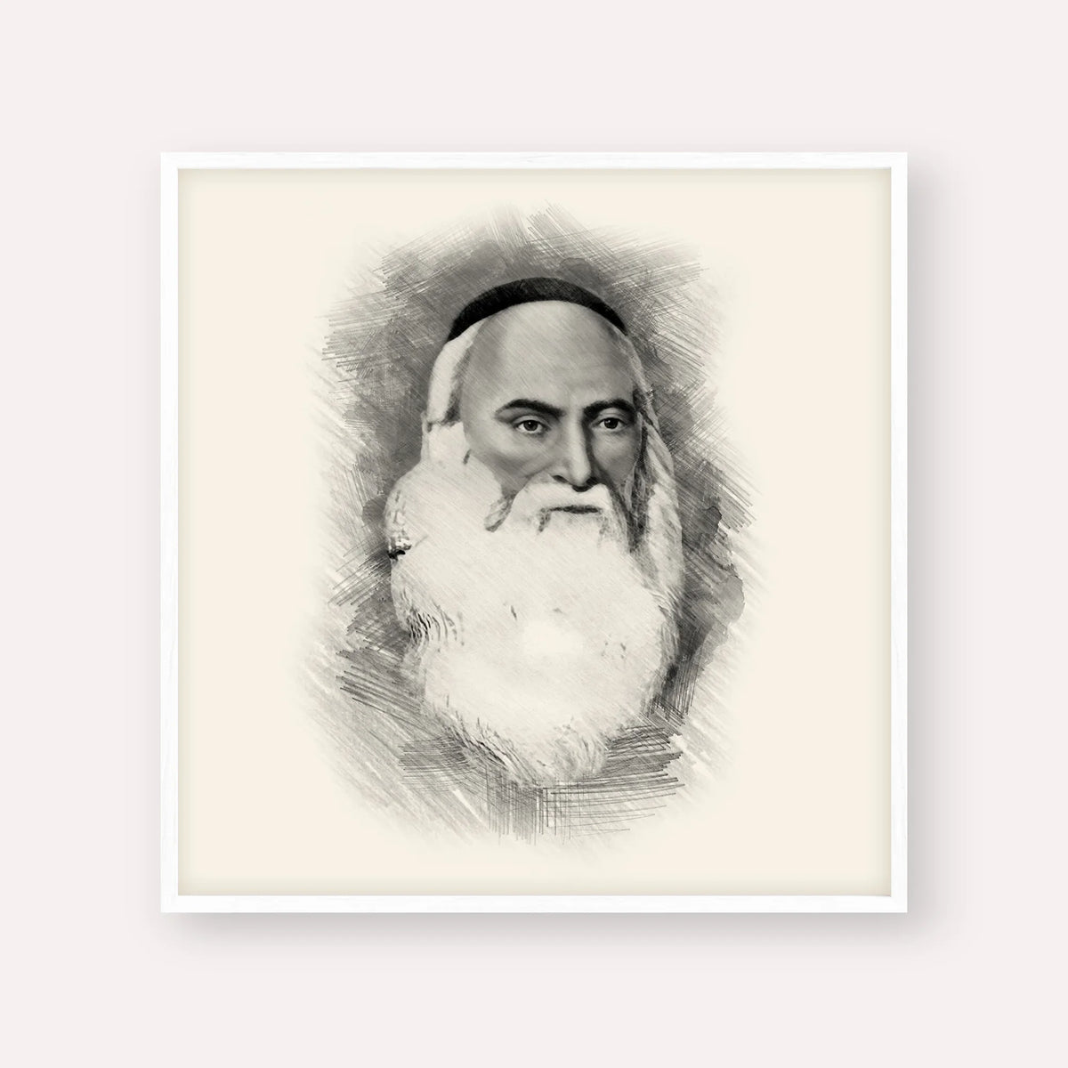 Don Isaac Abarbanel – Black & White – White Frame Square | Jewish Wall Art, Gedolim Pictures
