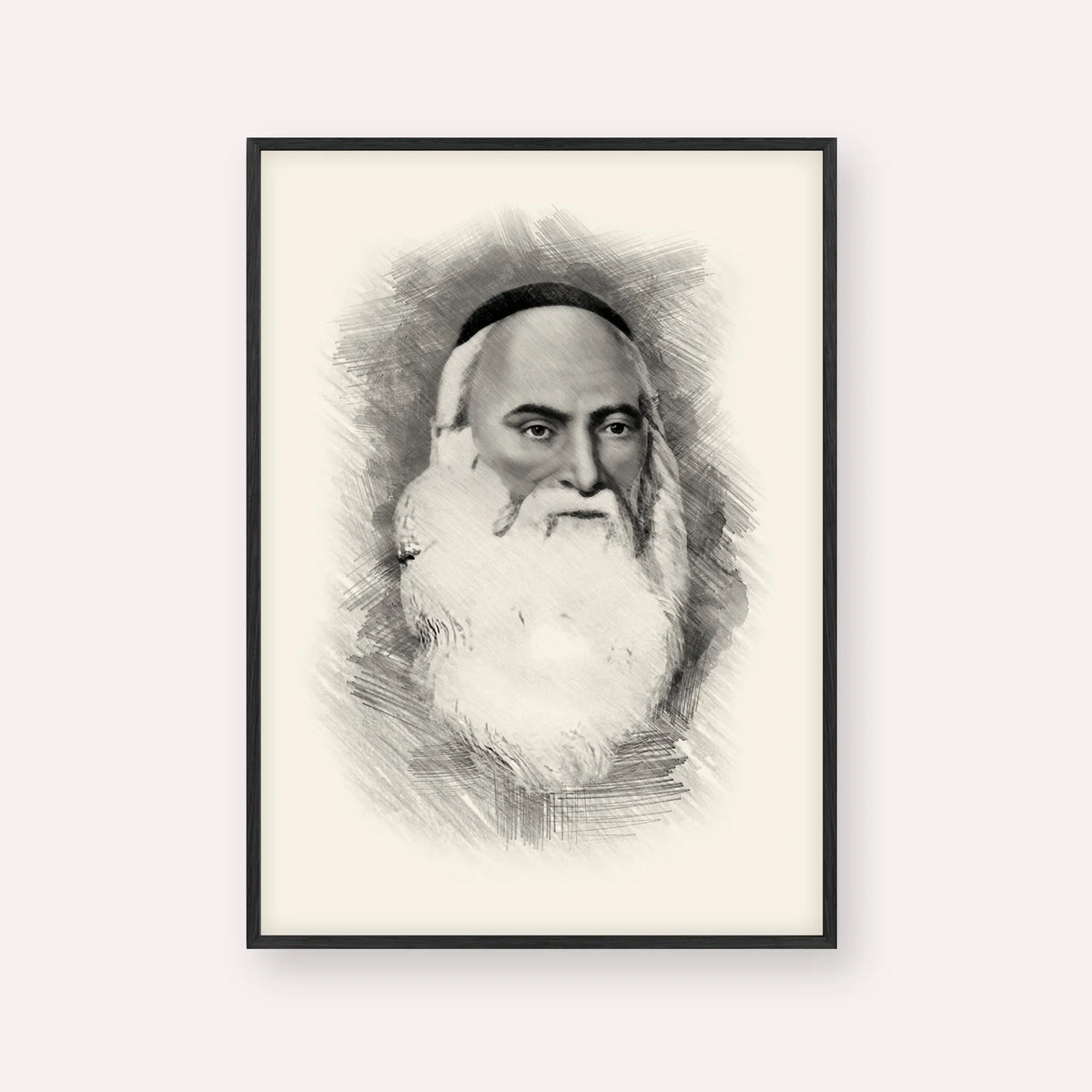 Don Isaac Abarbanel – Black & White – Black Frame Vertical | Jewish Wall Art, Gedolim Pictures