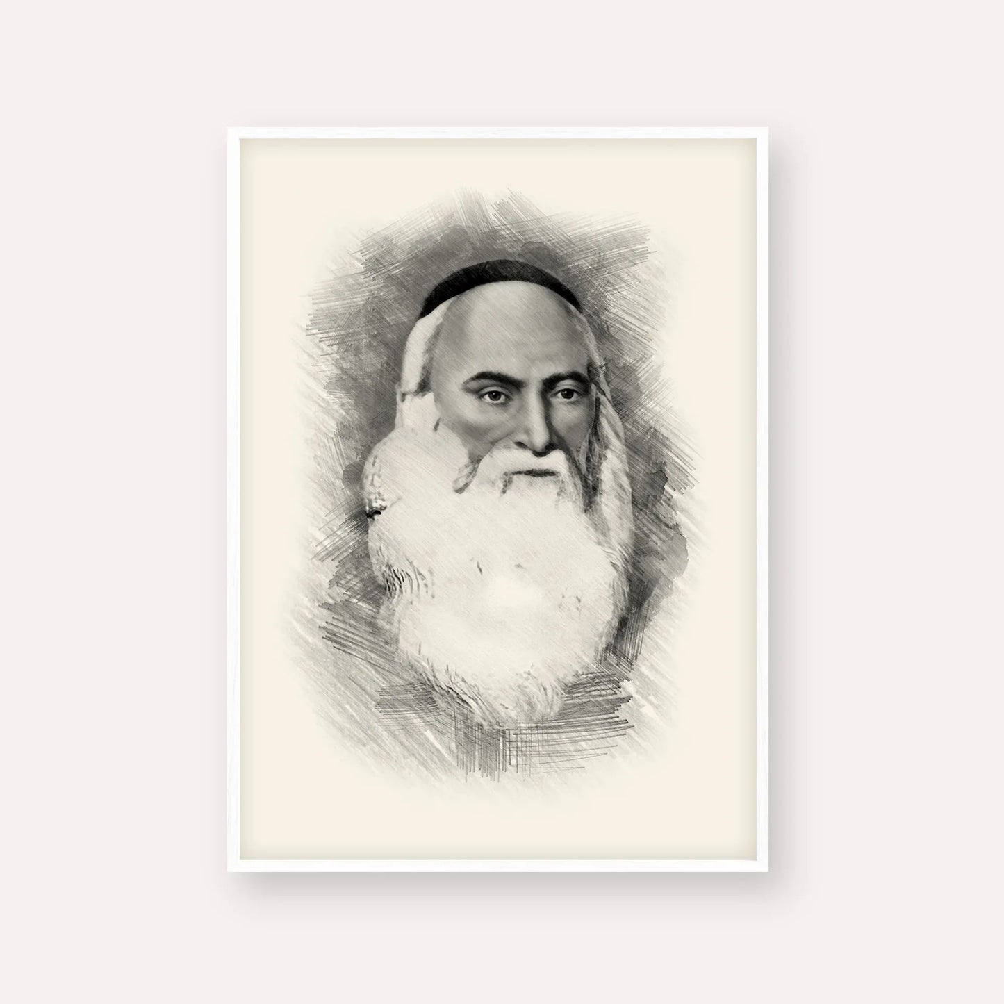 Don Isaac Abarbanel – Black & White – White Frame Vertical | Jewish Wall Art, Gedolim Pictures