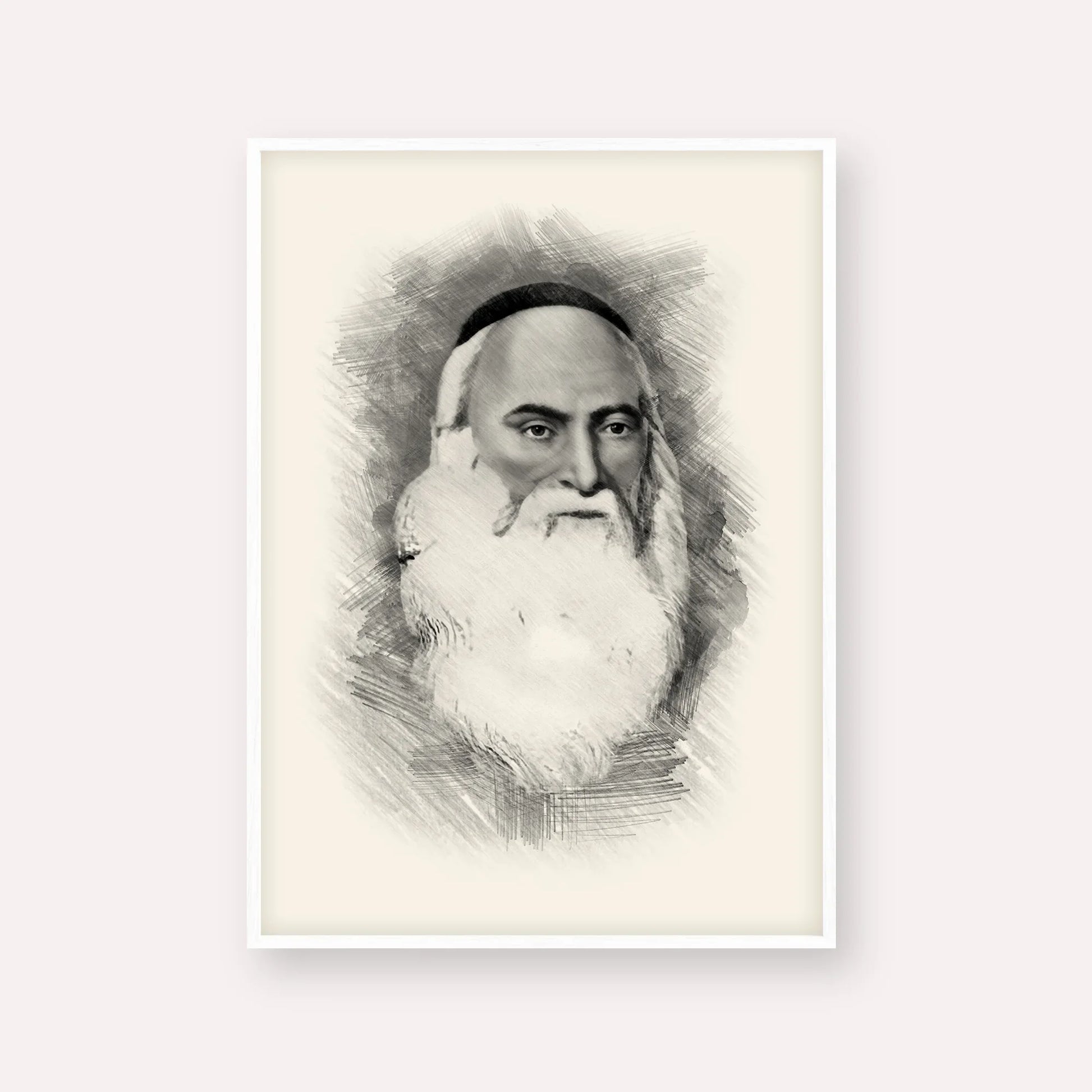 Don Isaac Abarbanel – Black & White – White Frame Vertical | Jewish Wall Art, Gedolim Pictures