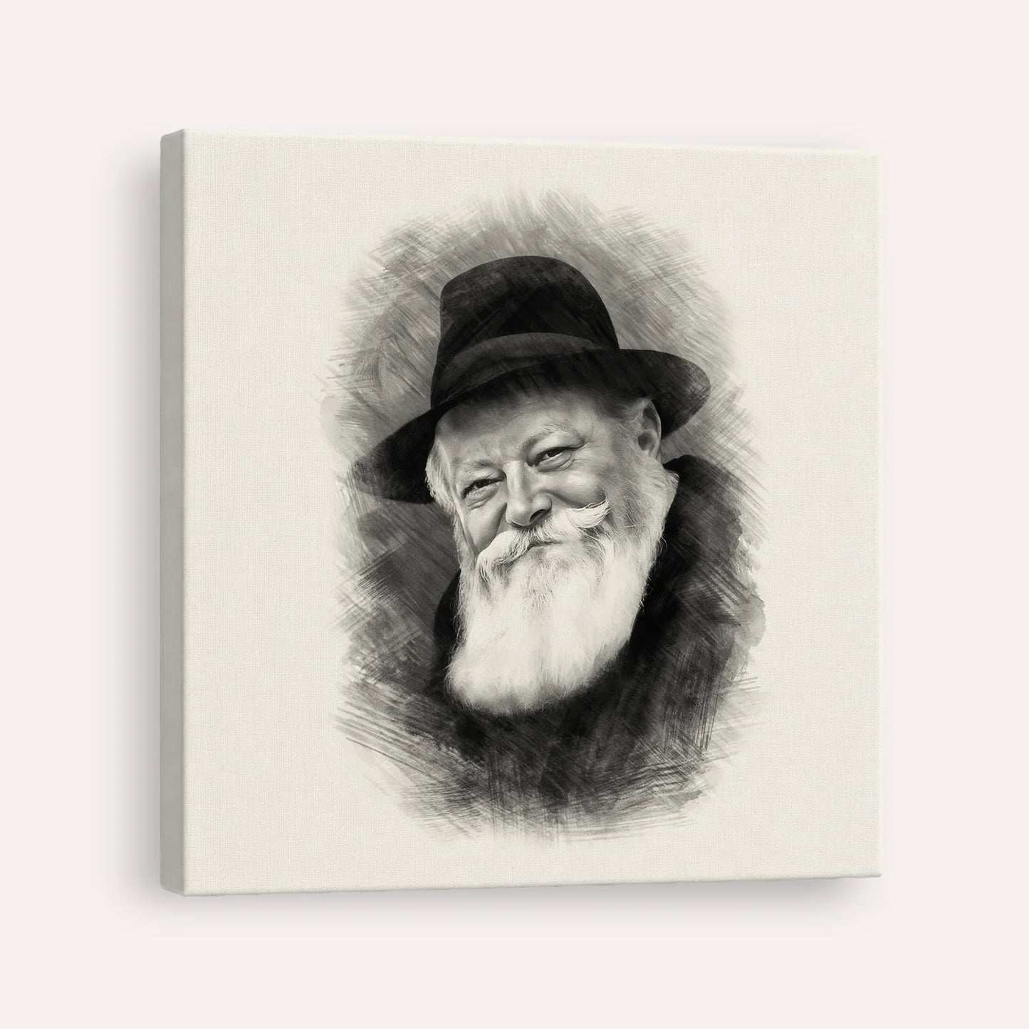 Lubavitcher Rebbe (1) – Black & White – Canvas Square | Jewish Wall Art, Gedolim Pictures