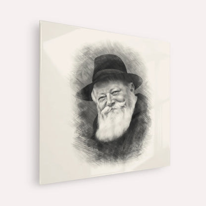 Lubavitcher Rebbe (1) – Black & White – Acrylic Glass Square | Jewish Wall Art, Gedolim Pictures