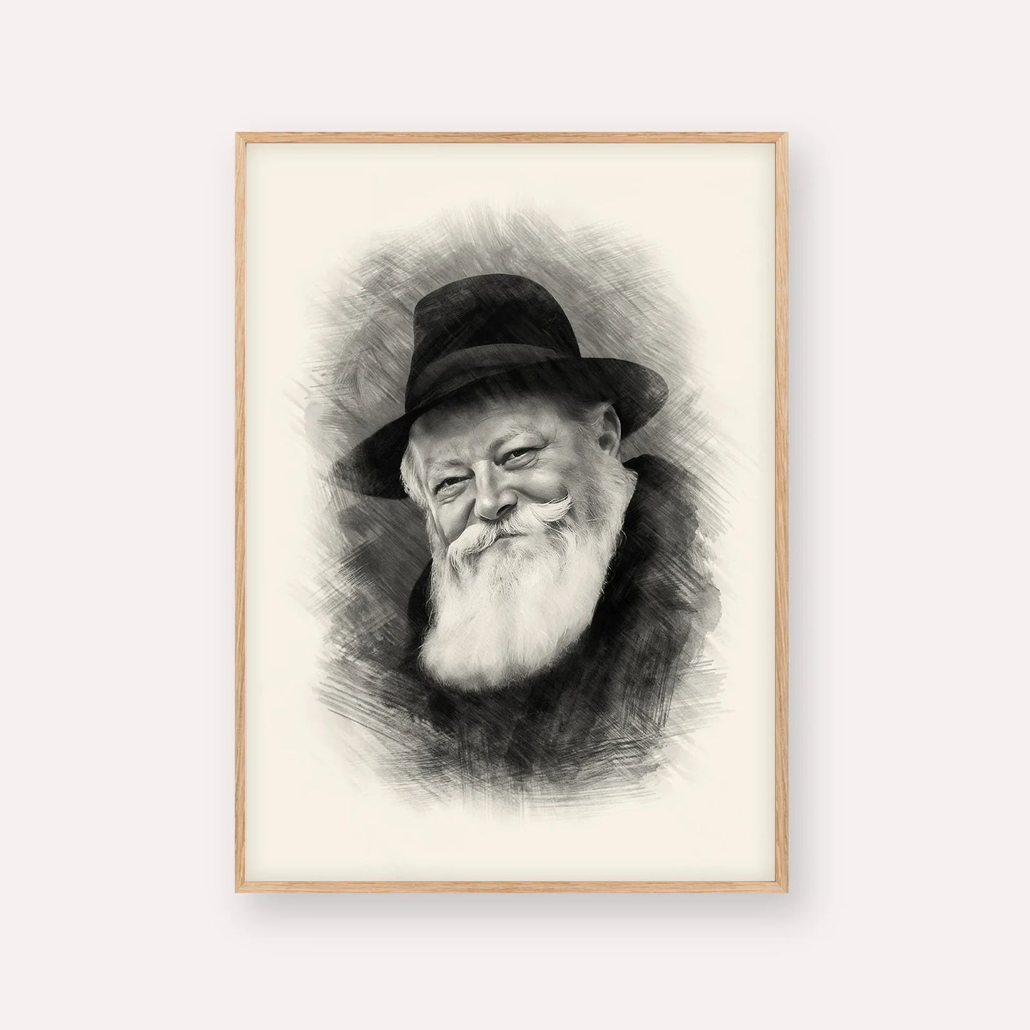 Lubavitcher Rebbe (1) – Black & White – Wood Frame Vertical | Jewish Wall Art, Gedolim Pictures