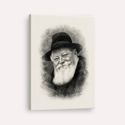 Lubavitcher Rebbe (1) – Black & White – Canvas Vertical | Jewish Wall Art, Gedolim Pictures