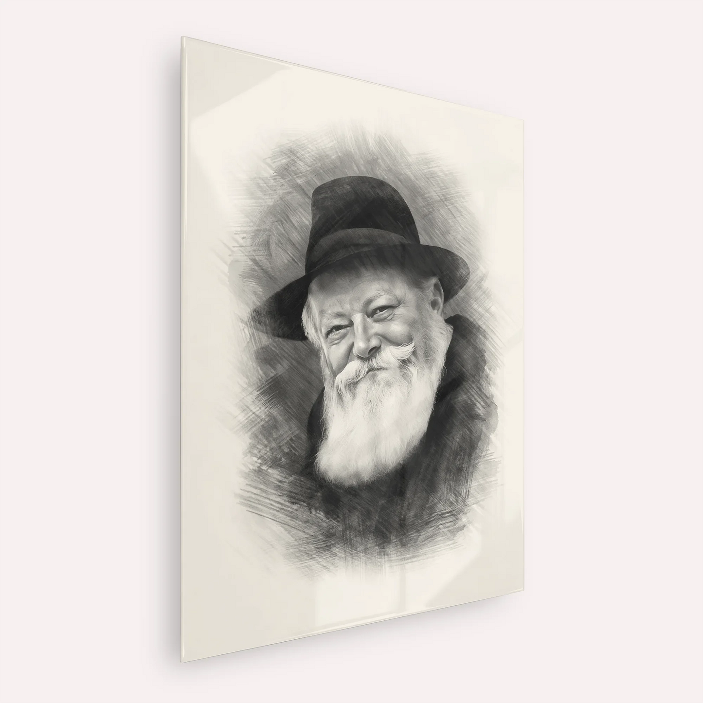 Lubavitcher Rebbe (1) – Black & White – Acrylic Glass Vertical | Jewish Wall Art, Gedolim Pictures