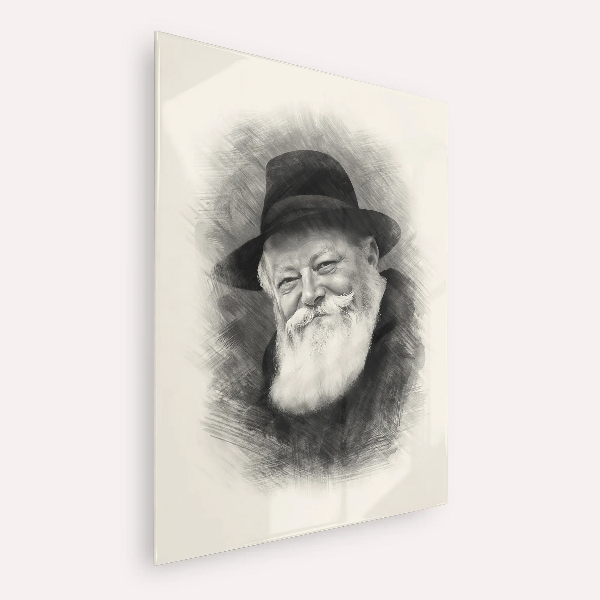 Lubavitcher Rebbe (1) – Black & White – Acrylic Glass Vertical | Jewish Wall Art, Gedolim Pictures