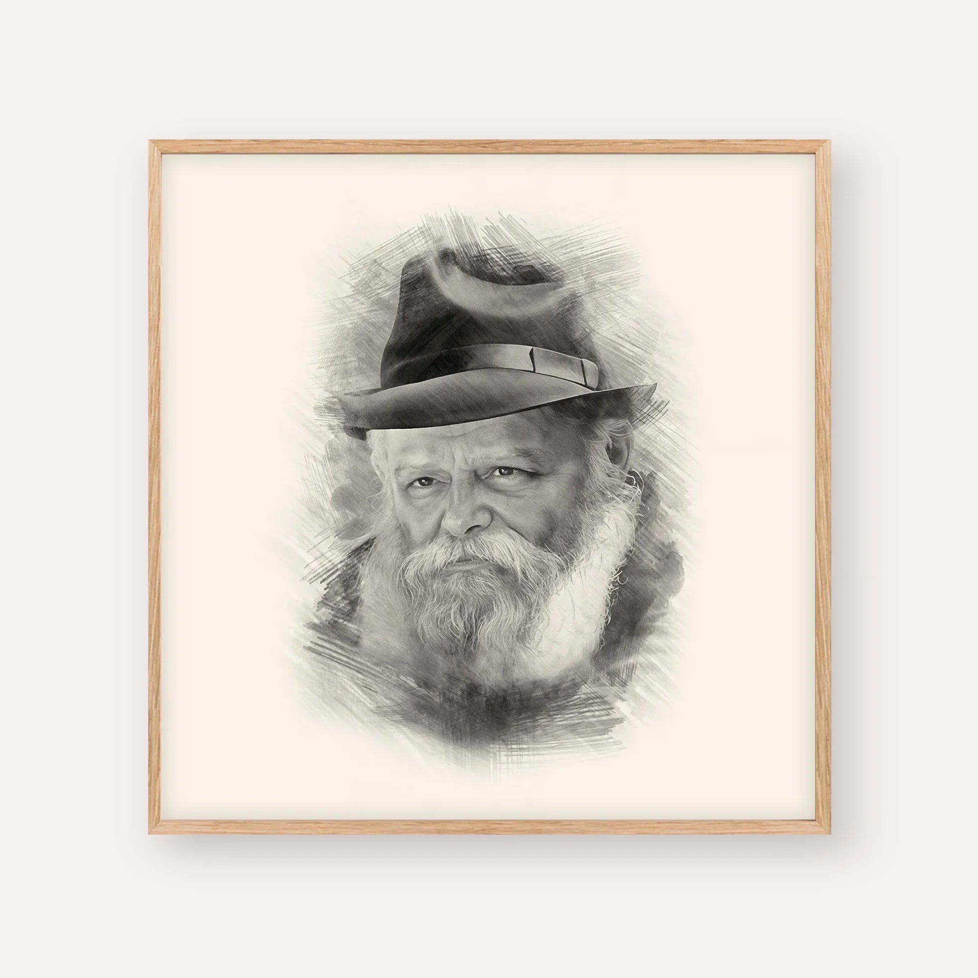 Lubavitcher Rebbe (2) – Black & White – Wood Frame Square | Jewish Wall Art, Gedolim Pictures