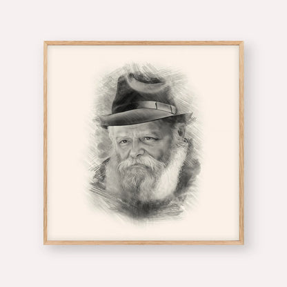 Lubavitcher Rebbe (2) – Black & White – Wood Frame Square | Jewish Wall Art, Gedolim Pictures