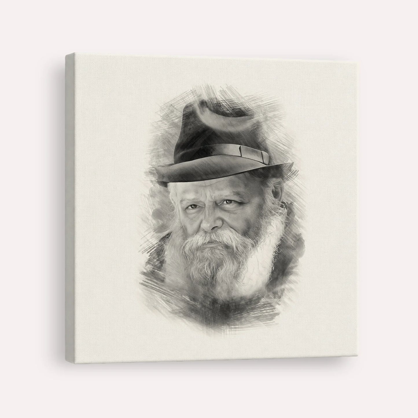 Lubavitcher Rebbe (2) – Black & White – Canvas Square | Jewish Wall Art, Gedolim Pictures