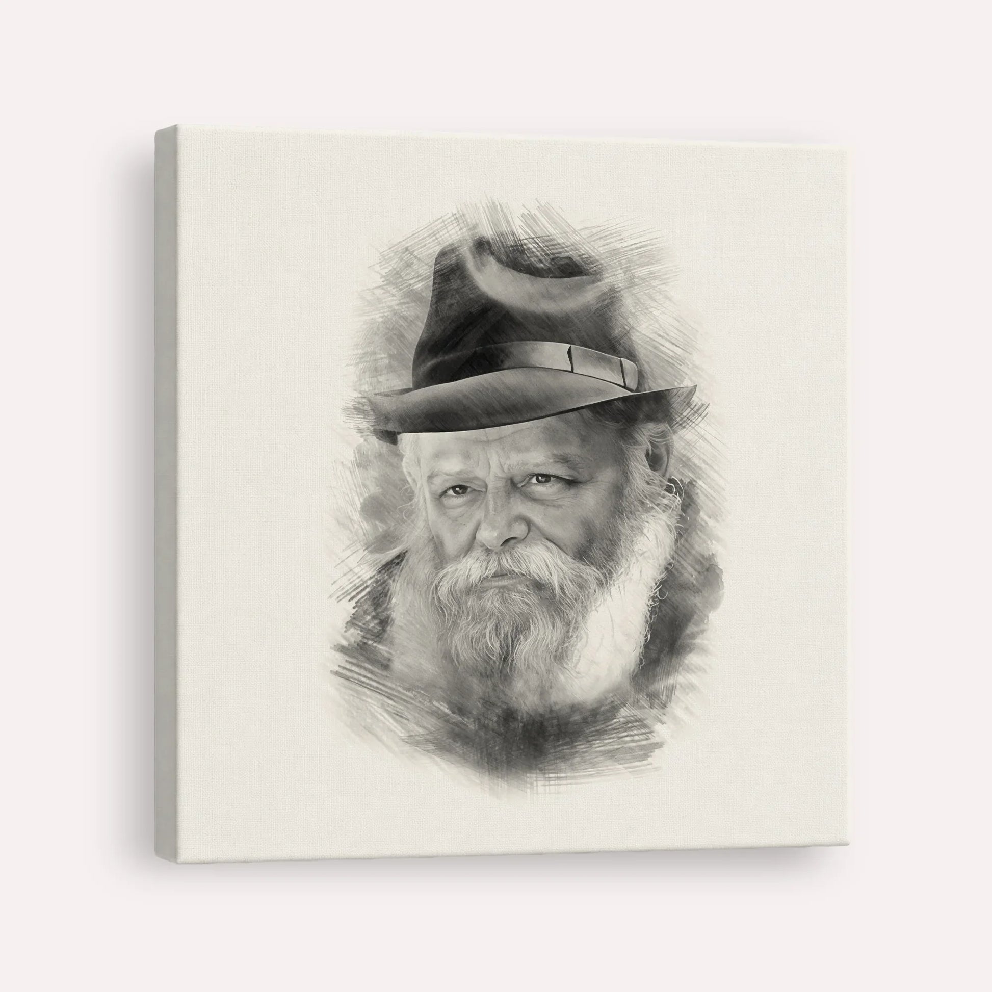 Lubavitcher Rebbe (2) – Black & White – Canvas Square | Jewish Wall Art, Gedolim Pictures
