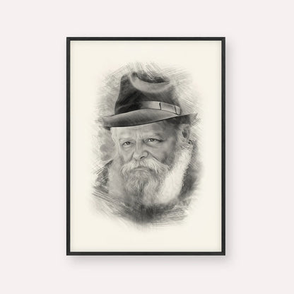 Lubavitcher Rebbe (2) – Black & White – Black Frame Vertical | Jewish Wall Art, Gedolim Pictures