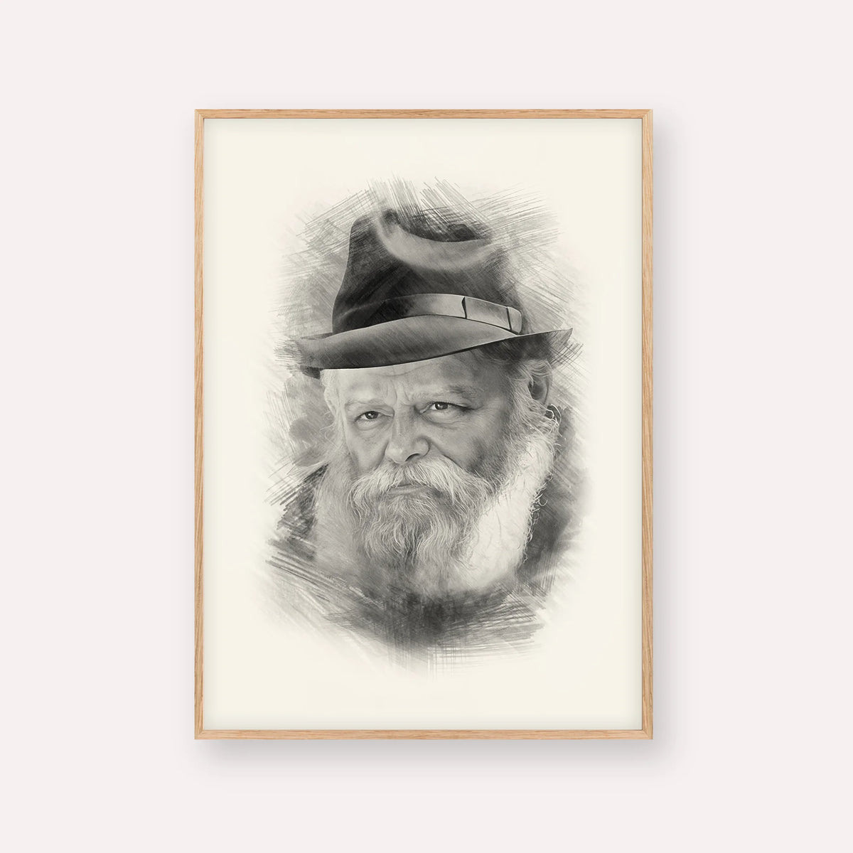 Lubavitcher Rebbe (2) – Black & White – Wood Frame Vertical | Jewish Wall Art, Gedolim Pictures