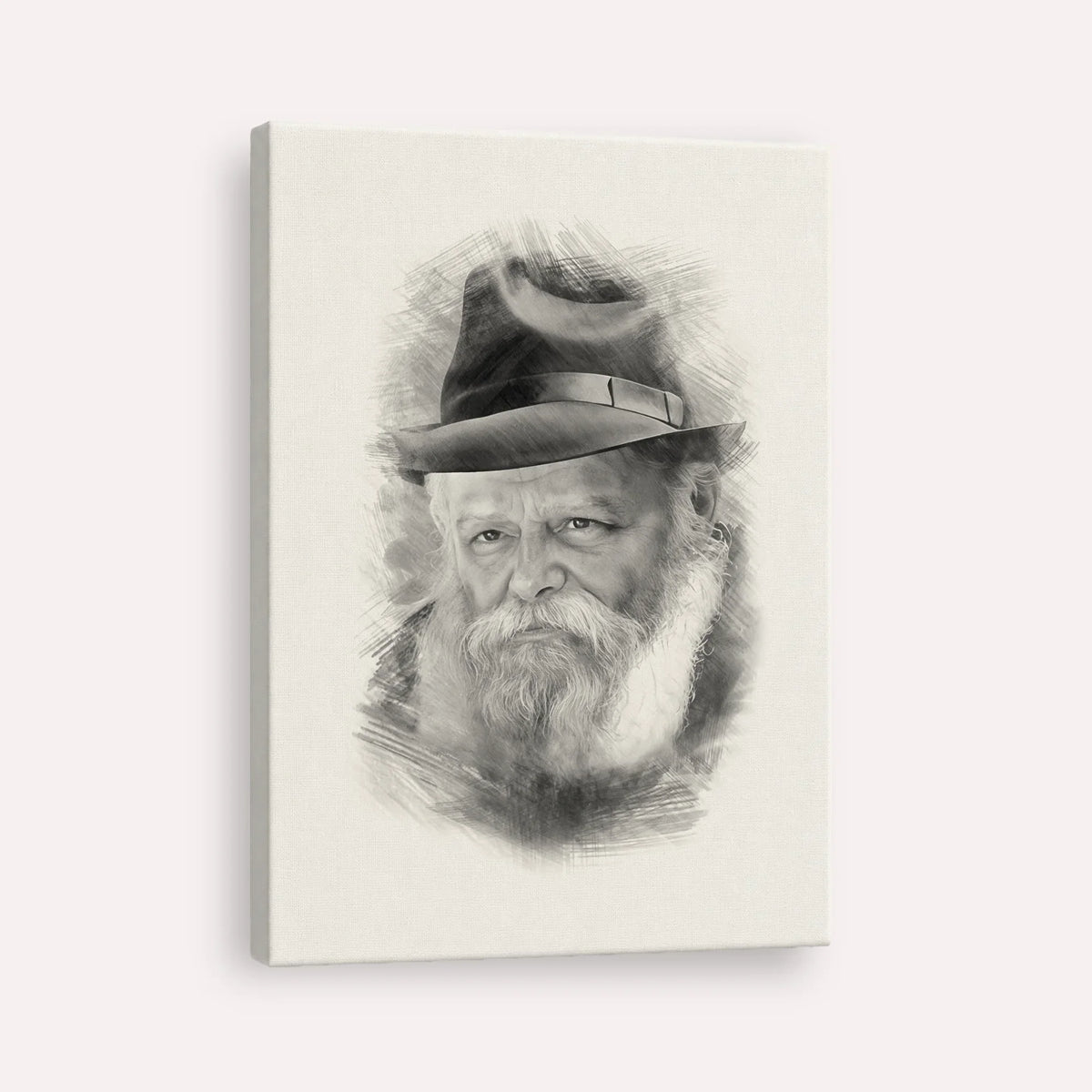 Lubavitcher Rebbe (2) – Black & White – Canvas Vertical | Jewish Wall Art, Gedolim Pictures