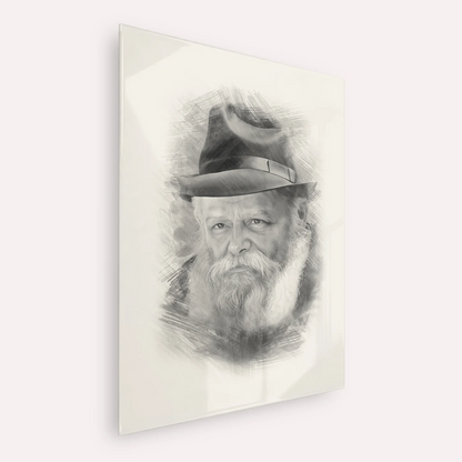 Lubavitcher Rebbe (2) – Black & White – Acrylic Glass Vertical | Jewish Wall Art, Gedolim Pictures