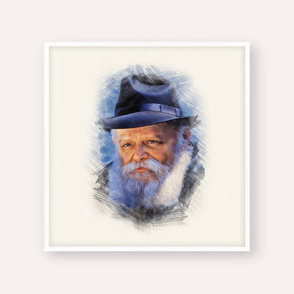 Lubavitcher Rebbe (2) – White Frame Square | Jewish Wall Art, Gedolim Pictures