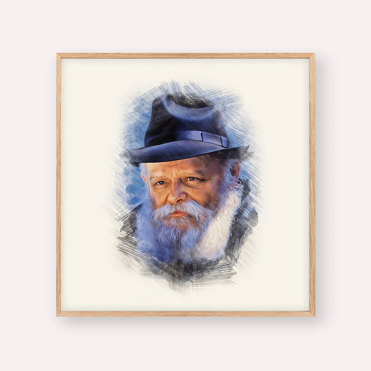 Lubavitcher Rebbe (2) – Wood Frame Square | Jewish Wall Art, Gedolim Pictures