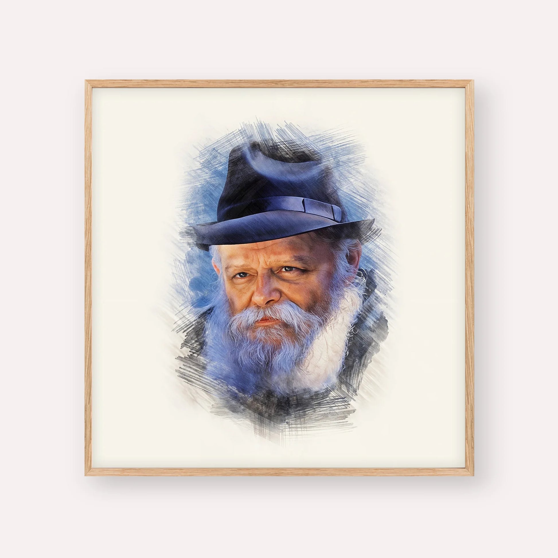 Lubavitcher Rebbe (2) – Wood Frame Square | Jewish Wall Art, Gedolim Pictures