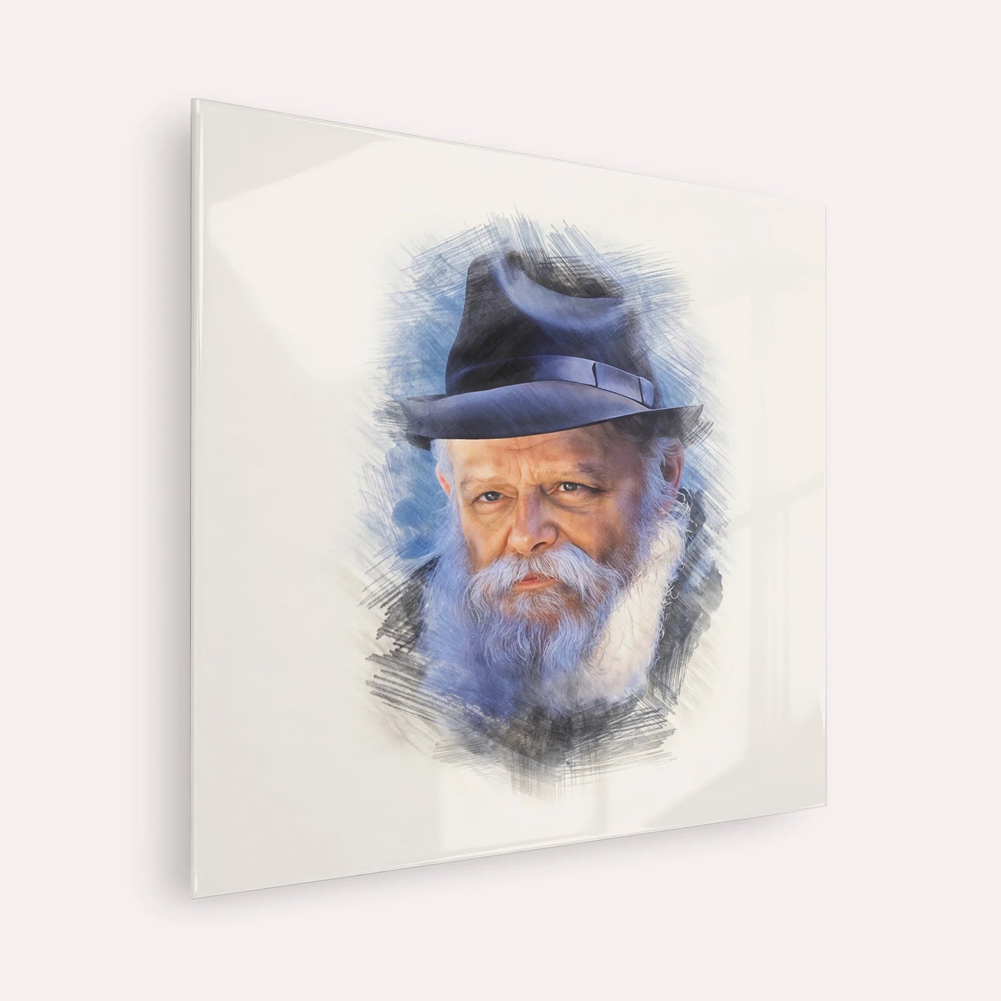 Lubavitcher Rebbe (2) – Acrylic Glass Square | Jewish Wall Art, Gedolim Pictures