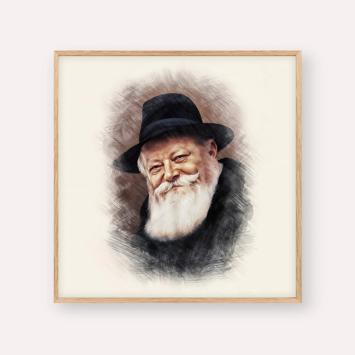 Lubavitcher Rebbe (1) – Wood Frame Square | Jewish Wall Art, Gedolim Pictures