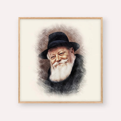 Lubavitcher Rebbe (1) – Wood Frame Square | Jewish Wall Art, Gedolim Pictures