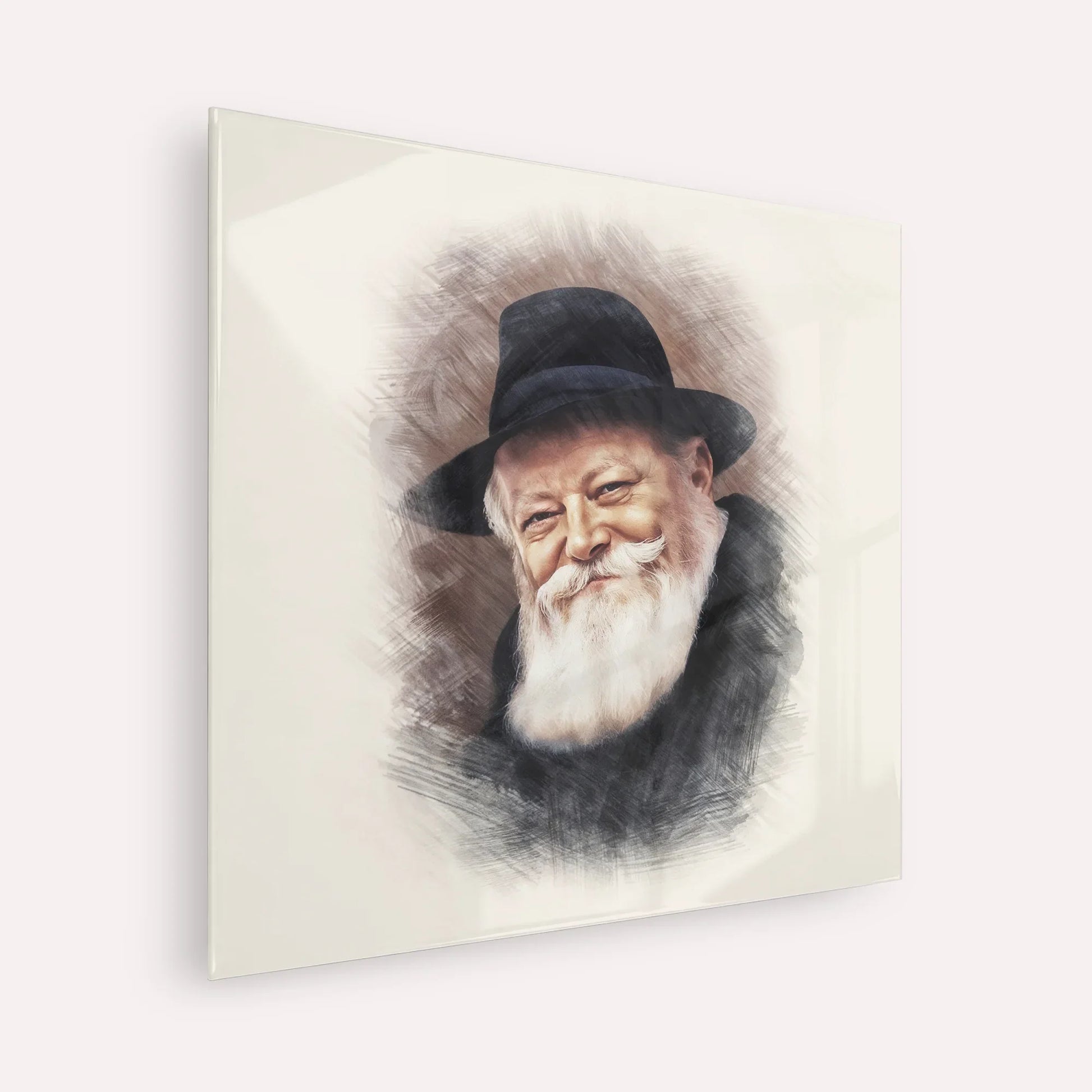 Lubavitcher Rebbe (1) – Acrylic Glass Square | Jewish Wall Art, Gedolim Pictures