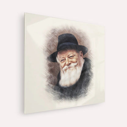 Lubavitcher Rebbe (1) – Acrylic Glass Square | Jewish Wall Art, Gedolim Pictures