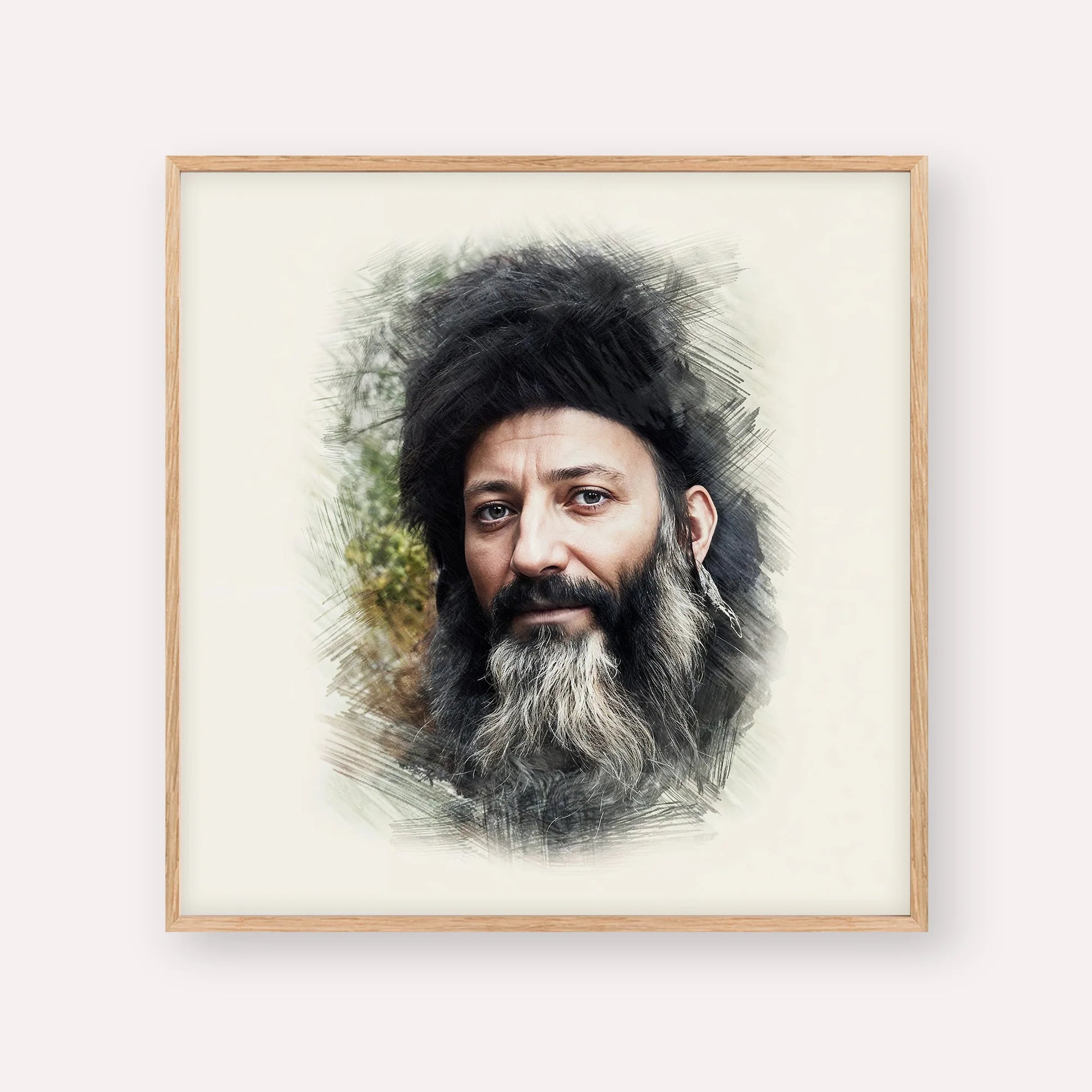 Rabbi Abraham Isaac Kook – Wood Frame Square | Jewish Wall Art, Gedolim Pictures