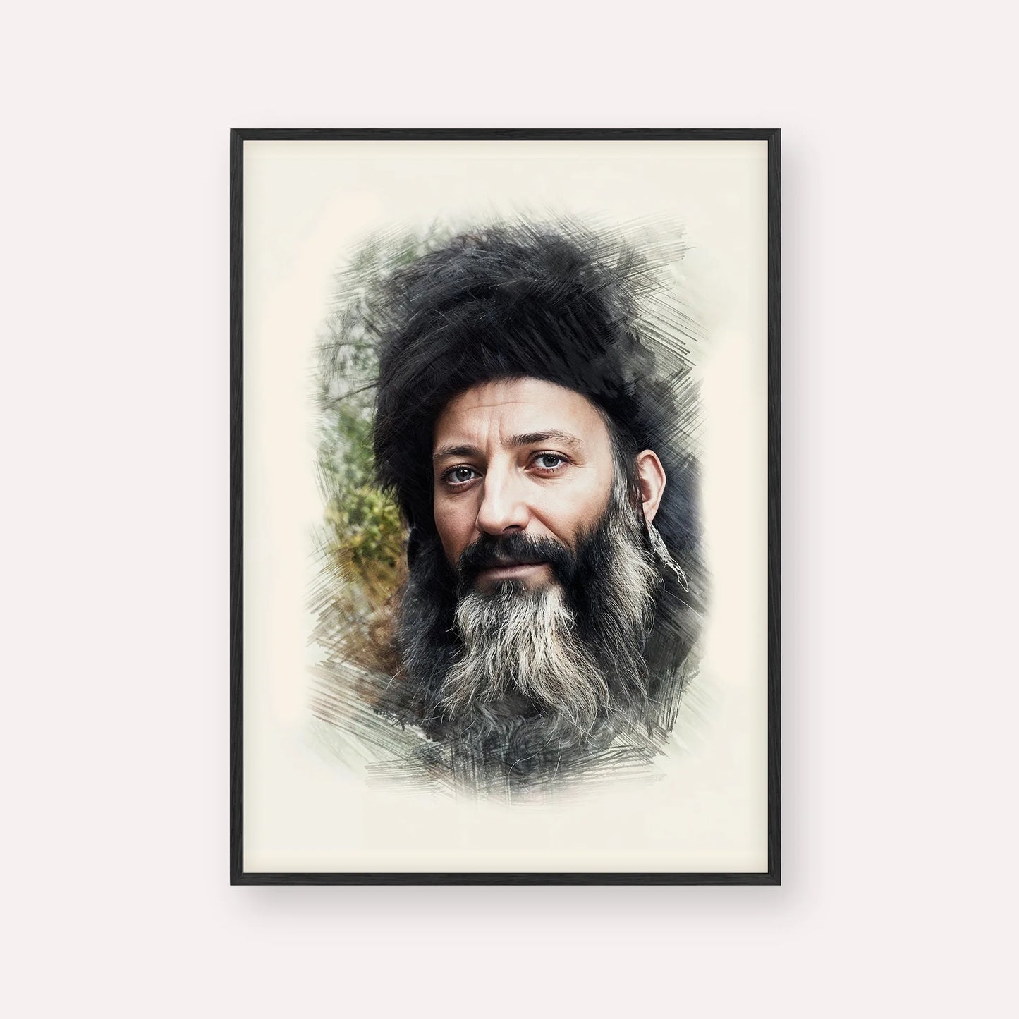 Rabbi Abraham Isaac Kook – Black Frame Vertical | Jewish Wall Art, Gedolim Pictures