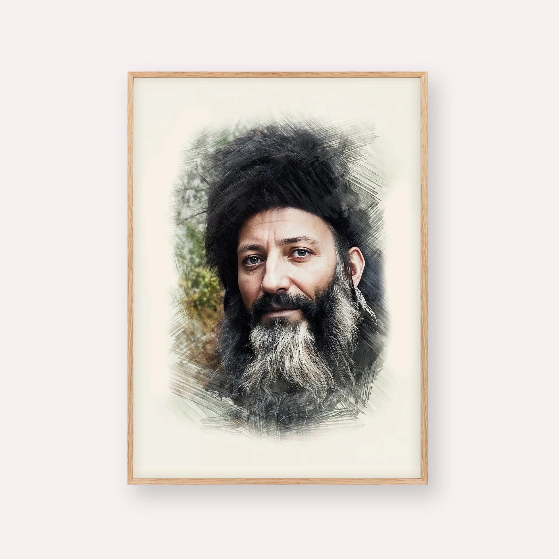Rabbi Abraham Isaac Kook – Wood Frame Vertical | Jewish Wall Art, Gedolim Pictures