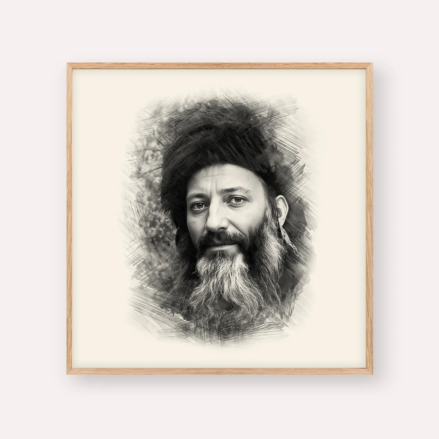 Rabbi Abraham Isaac Kook – Black & White – Wood Frame Square | Jewish Wall Art, Gedolim Pictures