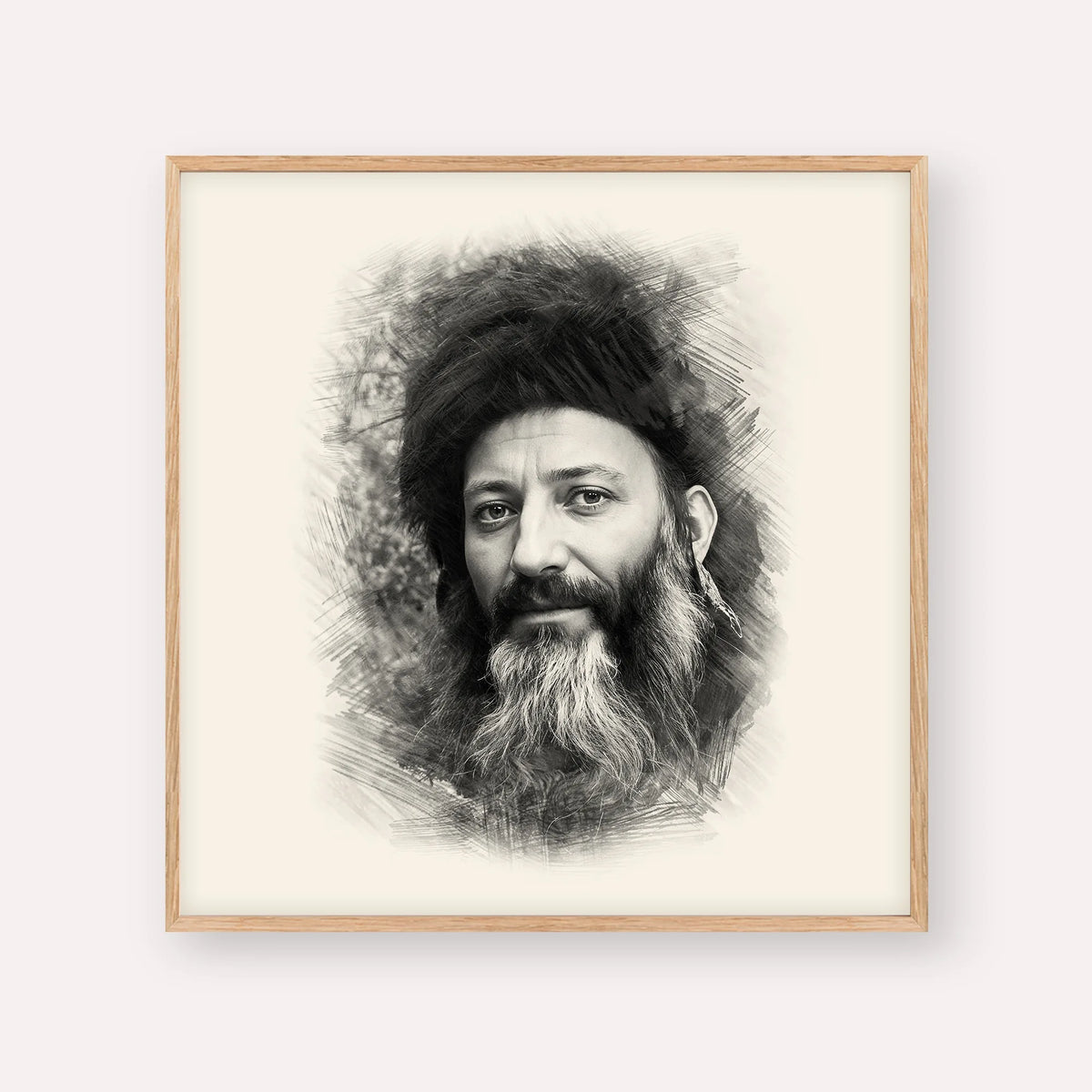 Rabbi Abraham Isaac Kook – Black & White – Wood Frame Square | Jewish Wall Art, Gedolim Pictures