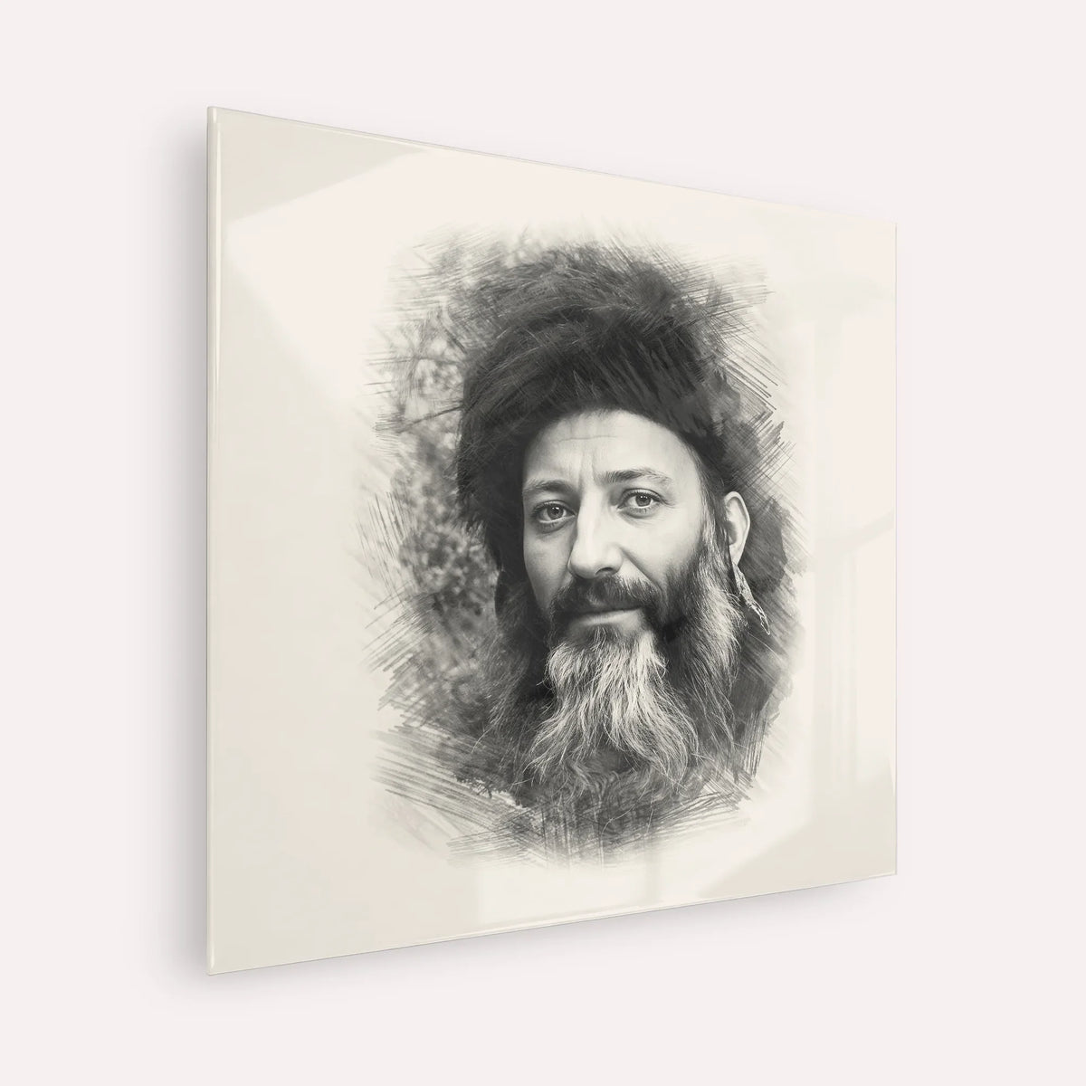Rabbi Abraham Isaac Kook – Black & White – Acrylic Glass Square | Jewish Wall Art, Gedolim Pictures