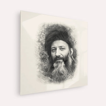 Rabbi Abraham Isaac Kook – Black & White – Acrylic Glass Square | Jewish Wall Art, Gedolim Pictures