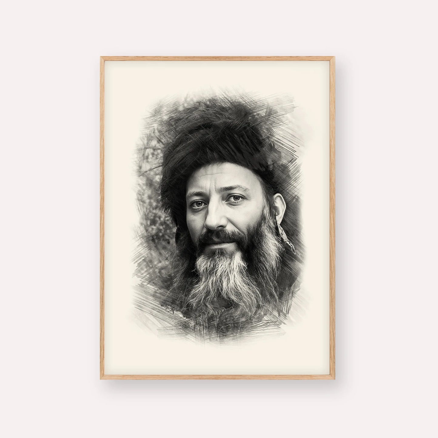 Rabbi Abraham Isaac Kook – Black & White – Wood Frame Vertical | Jewish Wall Art, Gedolim Pictures