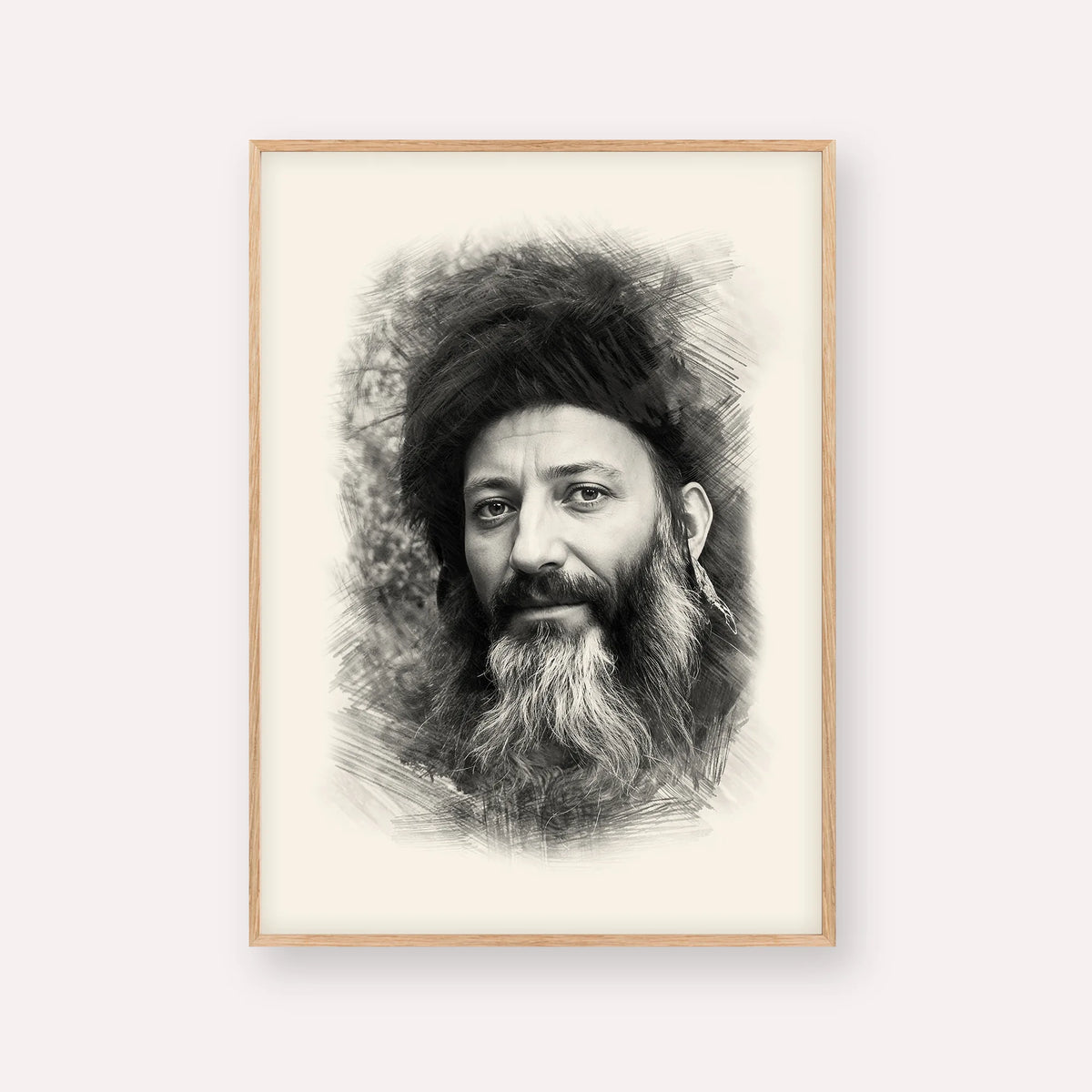 Rabbi Abraham Isaac Kook – Black & White – Wood Frame Vertical | Jewish Wall Art, Gedolim Pictures