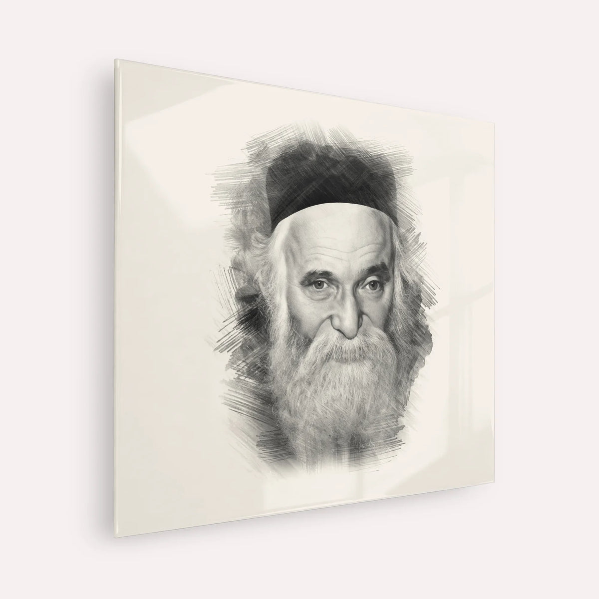 Rabbi Aharon Kotler – Black & White – Acrylic Glass Square | Jewish Wall Art, Gedolim Pictures