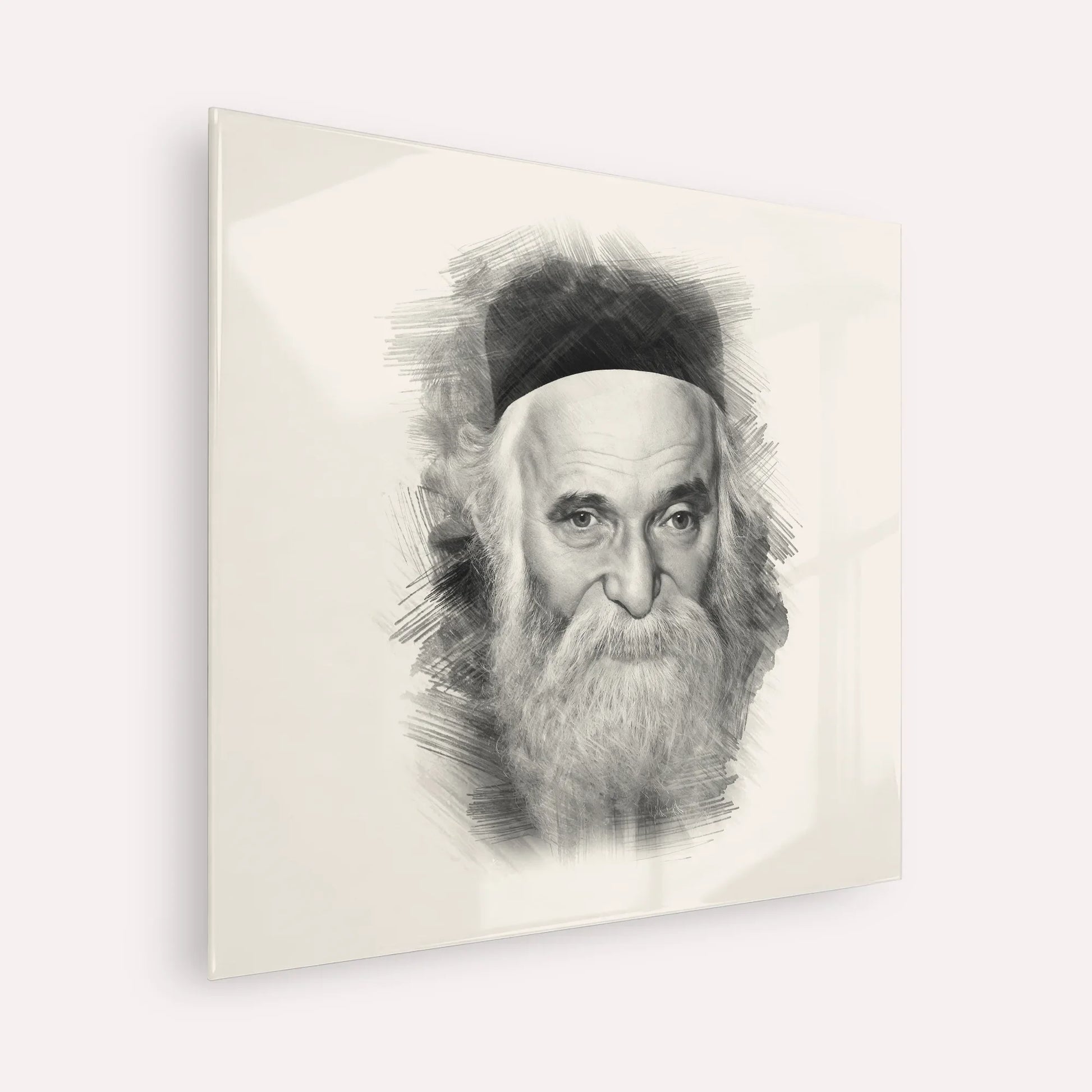 Rabbi Aharon Kotler – Black & White – Acrylic Glass Square | Jewish Wall Art, Gedolim Pictures