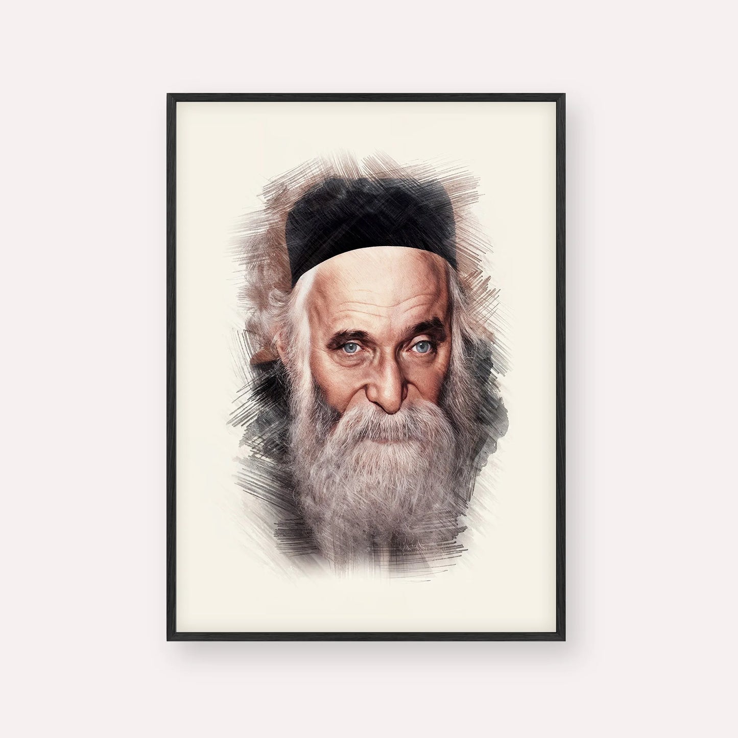 Rabbi Aharon Kotler – Black & White – Black Frame Vertical | Jewish Wall Art, Gedolim Pictures