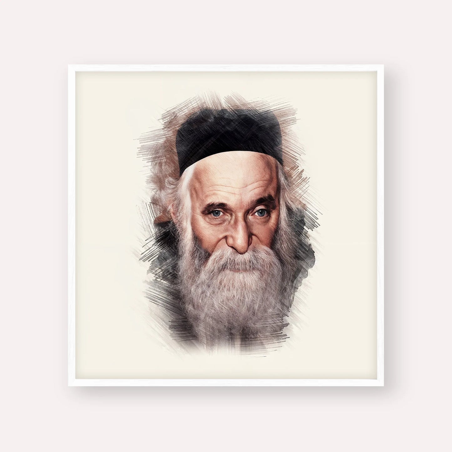 Rabbi Aharon Kotler – White Frame Square | Jewish Wall Art, Gedolim Pictures