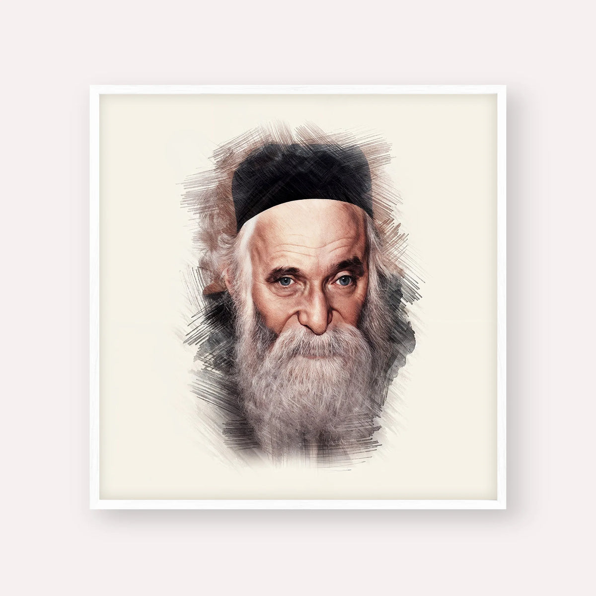 Rabbi Aharon Kotler – White Frame Square | Jewish Wall Art, Gedolim Pictures