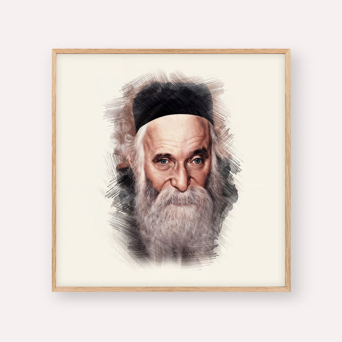 Rabbi Aharon Kotler – Wood Frame Square | Jewish Wall Art, Gedolim Pictures